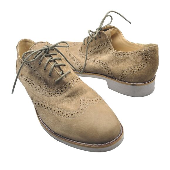 Cole Haan Alisa Oxford Suede Wingtips tan suede brogue lace up womens size 9 - Picture 1 of 9